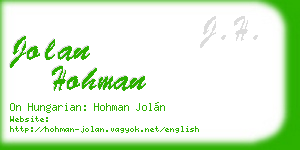 jolan hohman business card